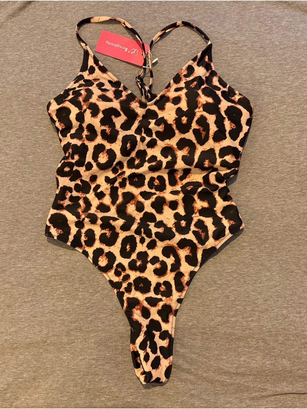 Leopard Print One-Piece Swimsuit - Brown/Black